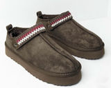 Women’s Brown FauxSuede Slip-On Loafers with Red & White Accent Strap Size 9 Photo 0