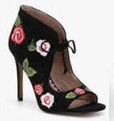 BETSEY JOHNSON Caroline Embroidered Heels Shoes COQUETTE ROMANTIC Size 5 Black Photo 0