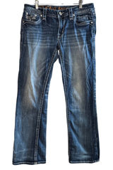 Rock Revival Beliss Bootcut Jeans Women 31 Embellished Flap Pockets Mid Wash Y2K Photo 0