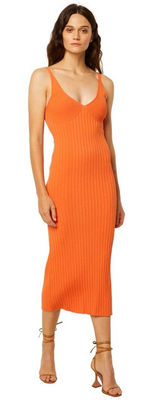 Misa Los Angeles Nova Dress in Tangerine Orange‎ Sleeveless Rib Knit Size S Photo 0
