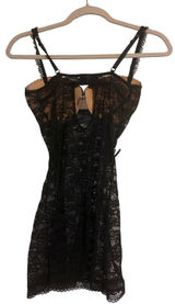 ADORE ME Black Lace Corset Babydoll Chemise Teddy Lingerie M Photo 0
