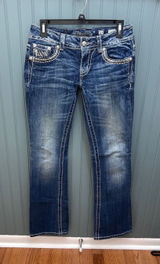 Miss Me JE8003B3L Womens Bootcut Jeans Blue Embellished Rhinestone Size 27 Photo 0