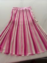 Express Striped knit cream pink and magenta longer skirt with side slit size M‎ Photo 0