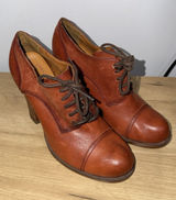 Kork Ease Chianne Brown Leather Lace Up‎ Oxford Wedge Size 8.5 F Photo 0