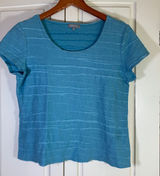 Habitat Clothes to Live In Womens Blue Textured Short Sleeve Scoop Neck Top S Photo 0