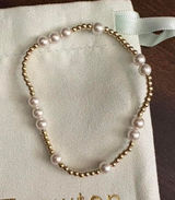 Brand new Enewton Bracelet Hope Unwritten 5mm bead bracelet in gold and pear Photo 0