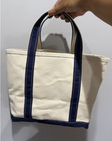 L.L.Bean Boat and Tote Canvas Bag Navy Natural Made in USA READ T Photo 0