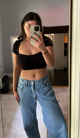 Princess Polly Black cropped top with back tie detail Photo 0