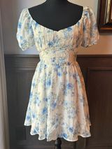 Blu Pepper Blue Floral Puff Sleeve Mini Dress large Photo 0