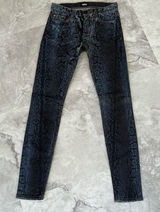 Hudson USA Nico Super Skinny Midrise Jeans 26 Bright Blue Black‎ Snake Print Photo 0