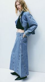 NWT H&M Denim Maxi Skirt in Light Denim Blue | Size 6 US Photo 0