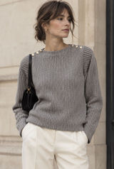 Max Mara Beige Wool Cashmere Ribbed Knit Boat Neck Sweater Quiet Luxury French Photo 0