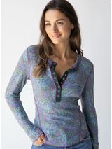 Natural Life Womens Floral Reagan Thermal Long Sleeve Henley Top Size S Layering Photo 0