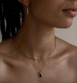 Onyx Necklace, Gold Layers Necklace, Gold Chain Necklace Photo 0