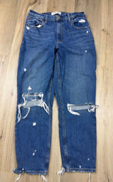 Abercrombie & Fitch Curve Love High Rise Mom Jeans Blue Distressed Women 6R 28‎ Photo 0