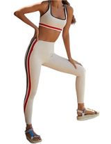 Splits59 Bianca Techflex 2 Piece Set Sports Bra High Rise Leggings White Red L Photo 0