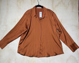 Abercrombie & Fitch Women's XL Satin Button Front Blouse Copper Long Sleeve NWT Photo 0