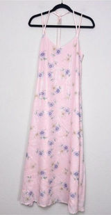 NEW Endless Rose Free The Roses Sequin Floral Slip Maxi Dress S Pink Halter Tie Photo 0
