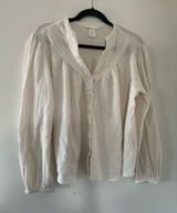 H&M Cream Cotton Linen Crochet Lace Peasant Top Medium Cottagecore Poet Prairie Photo 0