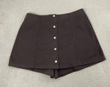 NEW Modom Designs Skort Women 24 Brown Button Front Vintage Cotton Photo 0