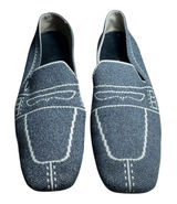 Vivaia Sierra Pattern Square Toe Loafer Flat Slip On Size EU 39/US 8 Denim Blue Photo 0