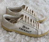 Saint Laurent Court Classic Sneakers White Canvas Leather Size 37 US 7 Photo 0