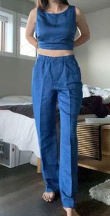 Vintage 80s Blue Tank Suit Photo 0