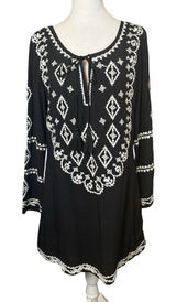 Lulus A Day in the Life Black and White Embroidered Dress Size Medium‎ Kaftan Photo 0