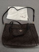 Coach Brown Black Signature Tote Bag with Removable Strap excellent condition Photo 0