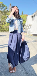 Philosophy Navy Blue Maxi Skirt - Flowing Full-Length Skirt Photo 0