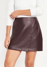 Old Navy NWT High-Waisted Faux-Leather Chocolate Brown Mini Skirt Size S Photo 0