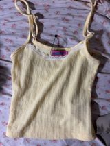Edikted Yellow Irene Pointelle Tank Top cami Photo 0