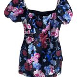Lulus Black Floral Puff Sleeve Square‎ Neck Mini Dress Women's Size M Photo 0