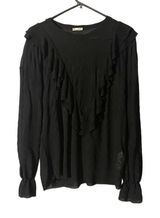 Zara Black Layered Ruffled Detail Dressy Long Sleeve Blouse Women Sz S Photo 0