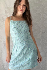 Y2K Secret Garden Blue Ditsy Floral Mini Slip Dress Photo 0