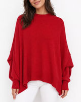 Free People Sweater Womens XS Easy Street Red Oversized Ribbed Knit Excellent Photo 0