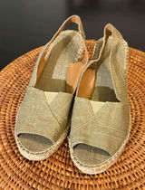 Clarks Artisan Petrina Gaia Sage Green Metallic Espadrille Wedge Sandals 8.5M Photo 0