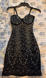 Black Fitted Dress Windsor Rhinestones Bodycon Photo 0