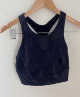 Lululemon Invigorate Training Bra Navy Blue Marble Print High Neck‎ Racerback 8 Photo 0