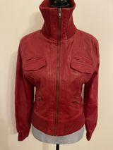Zenana Red Faux Leather Jacket Photo 0