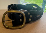Vintage Style Black Braided‎ Leather Belt Brass Buckle Size Medium Boho Western Photo 0