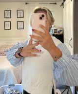 Blue And White Striped Ruffle Sleeve Top Photo 0