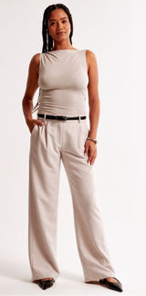 Abercrombie Curve Love Sloane low Rise Tailored Wide Leg Pant Black Size 35L Photo 0