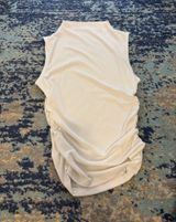 White Rouched Sleeveless Top Photo 0