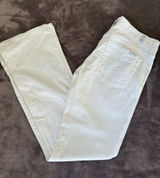 7 For All Mankind Size 28 White Cotton Spandex Logo Boot-Cut Jeans Photo 0