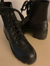 Steve Madden women leather Black Lace-Up Combat Nanet Boots US 9.5 Photo 0