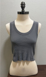 Brandy Melville Connor Dark Grey Scoop Neck Raw Hem Tank OS Photo 0