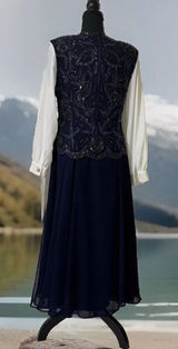 EUC VTG‎ 90s Brilliante By JA Maxi Gown Dress Sequins & Beads Formal Elegant- L Photo 0