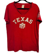 Victoria's Secret PINK Women M‎ Texas A&M Sequin V-Neck T-Shirt Maroon Photo 0
