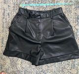 Zara Faux Leather Shorts Size XS Black Pleated Cuffed PU Tailored Photo 0